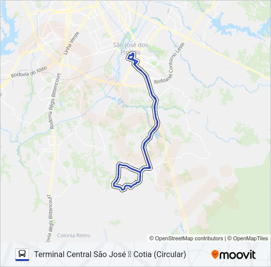 Mapa da linha 406 COTIA (VIA CAMPO LARGO) de ônibus