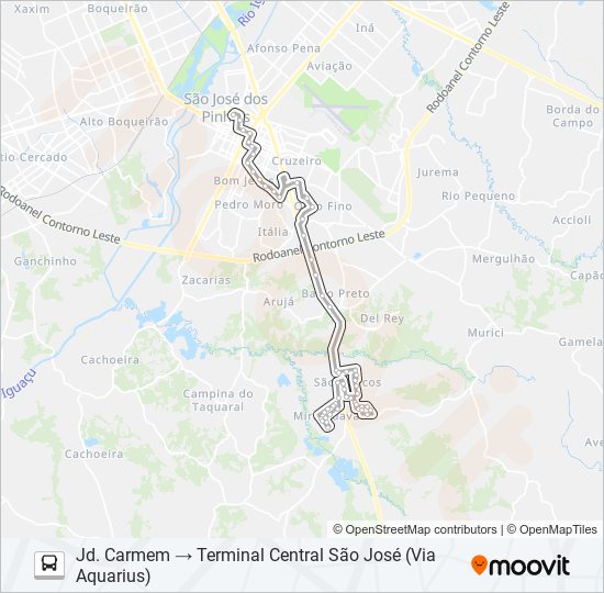 1012 JARDIM CARMEM / SÃO MARCOS bus Line Map