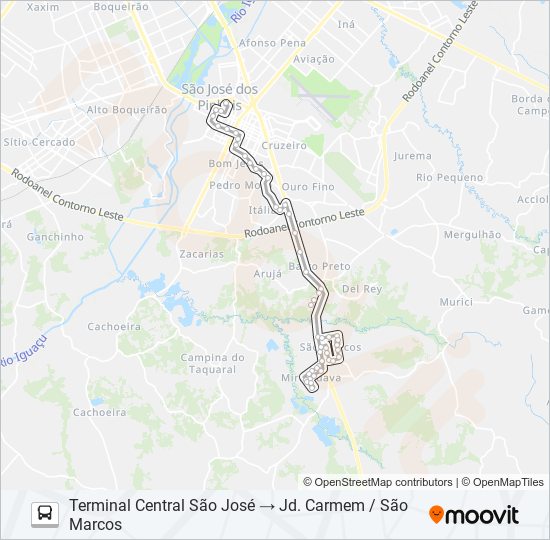 1012 JARDIM CARMEM / SÃO MARCOS bus Line Map