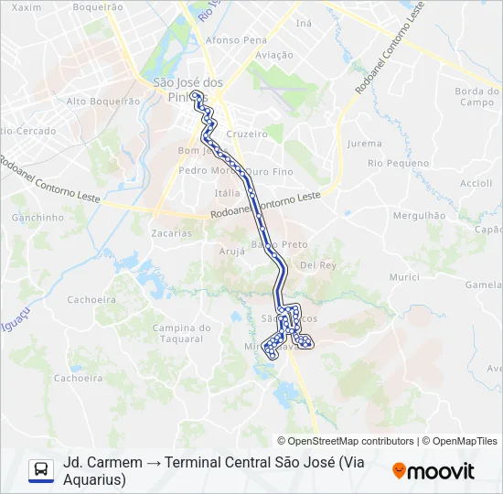 1012 JARDIM CARMEM / SÃO MARCOS Bus Line Map