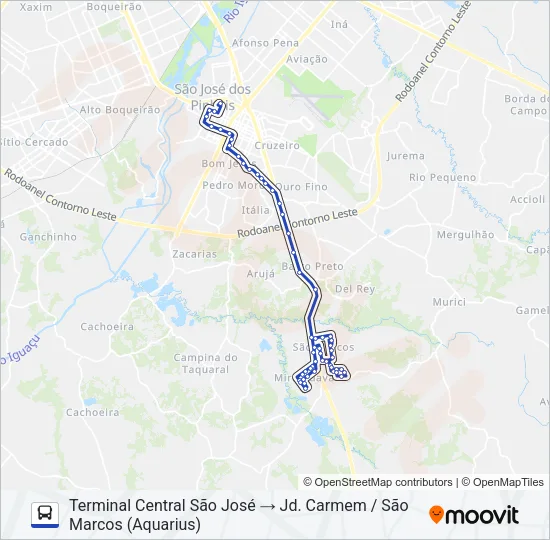1012 JARDIM CARMEM / SÃO MARCOS Bus Line Map