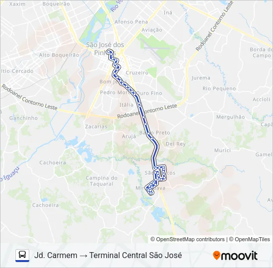 1012 JARDIM CARMEM / SÃO MARCOS Bus Line Map