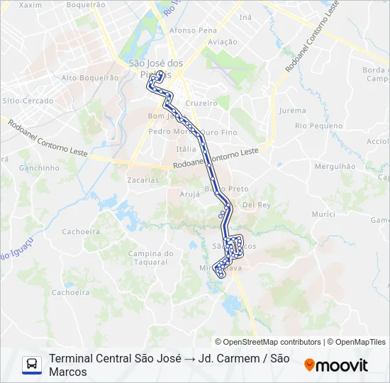 1012 JARDIM CARMEM / SÃO MARCOS Bus Line Map