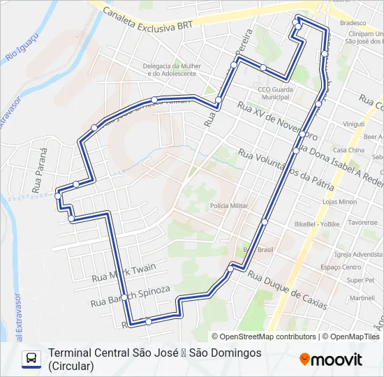 1036 SÃO DOMINGOS / ARISTOCRATA Bus Line Map