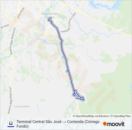 Mapa da linha 1047 (C) CONTENDA (CÓRREGO FUNDO) de ônibus