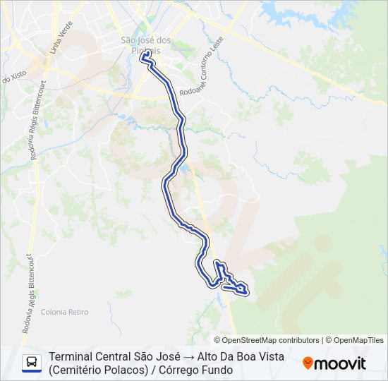 Mapa da linha 1047 (D) CONTENDA (ALTO DA BOA VISTA) de ônibus