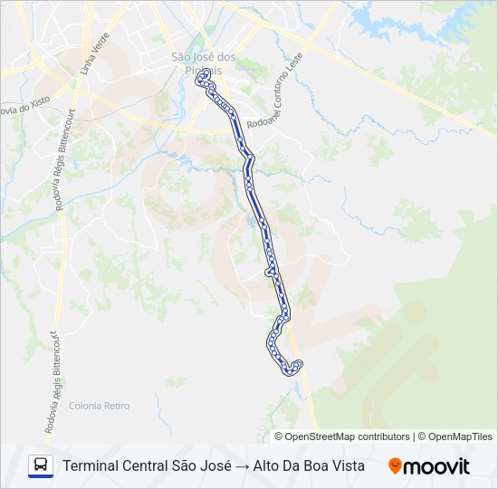 Mapa da linha 1047 (D) CONTENDA (ALTO DA BOA VISTA) de ônibus