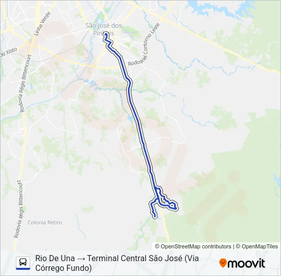 1047 (A) CONTENDA (CÓRREGO FUNDO / RIO DE UNA) Bus Line Map