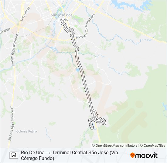 Mapa de 1047 (A) CONTENDA (CÓRREGO FUNDO / RIO DE UNA) de autobús