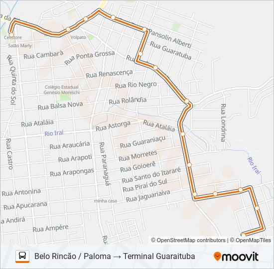 Mapa da linha B22 PALOMA de ônibus