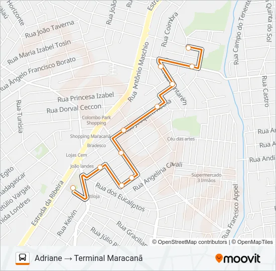 B16 ADRIANE Bus Line Map