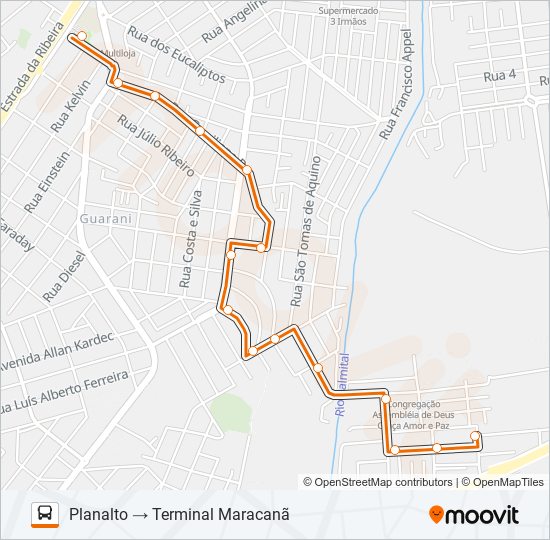 Mapa da linha B14 PLANALTO de ônibus