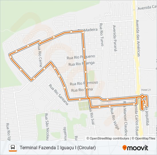 Mapa da linha F12 IGUAÇU I de ônibus