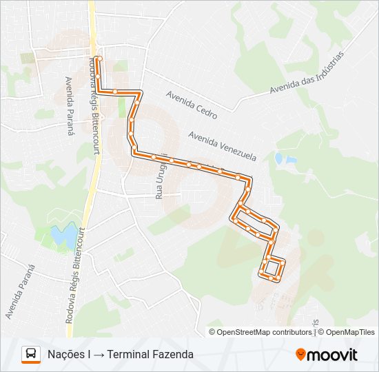 F16 NAÇÕES I Bus Line Map