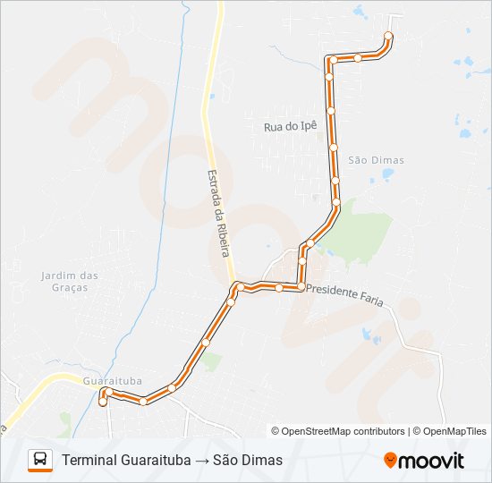 Mapa da linha B38 SÃO DIMAS de ônibus