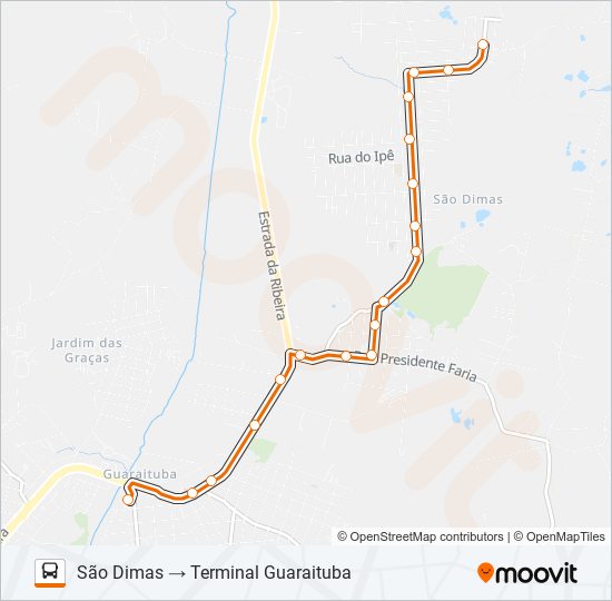 Mapa de B38 SÃO DIMAS de autobús