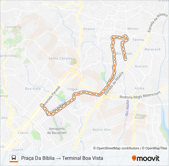Mapa da linha B43 RIO VERDE de ônibus