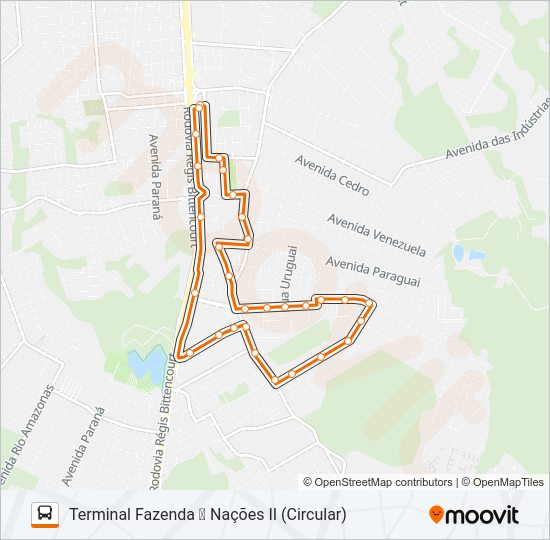 Mapa da linha F22 NAÇÕES II de ônibus