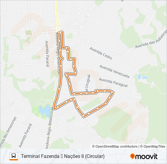 F22 NAÇÕES II bus Line Map