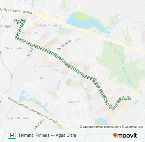 C13 ÁGUA CLARA Bus Line Map