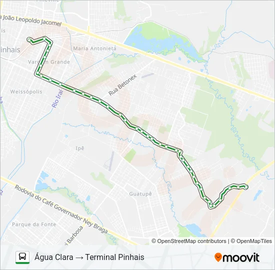 C13 ÁGUA CLARA Bus Line Map