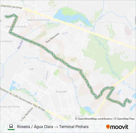 C13 ÁGUA CLARA Bus Line Map