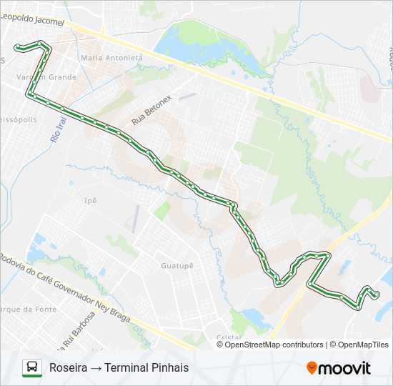 Mapa da linha C13 ÁGUA CLARA de ônibus