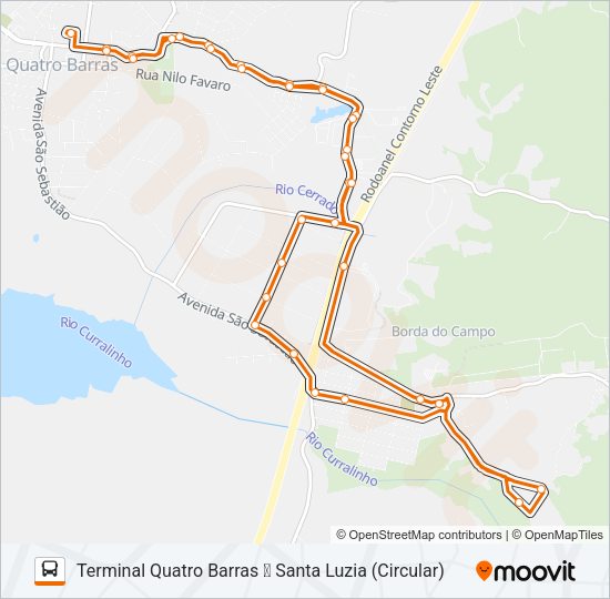 Mapa da linha O14 SANTA LUZIA de ônibus