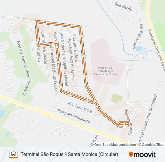 Mapa da linha D21 SANTA MÔNICA de ônibus