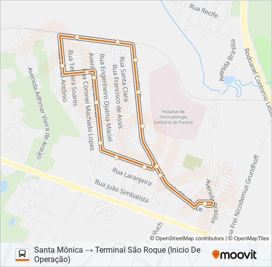 Mapa da linha D21 SANTA MÔNICA de ônibus