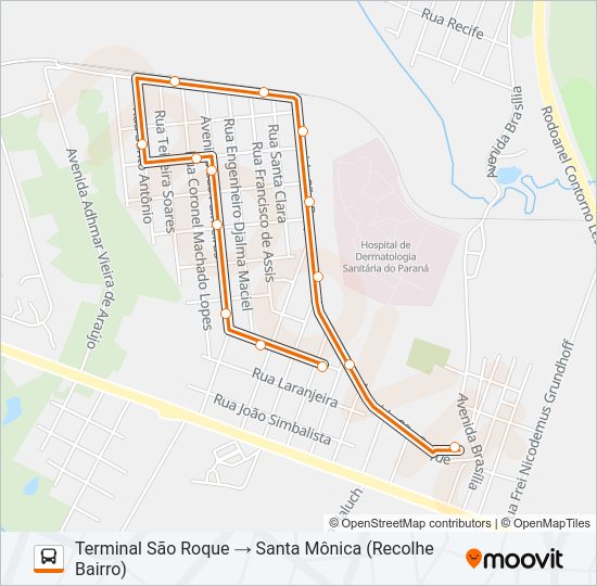Mapa da linha D21 SANTA MÔNICA de ônibus