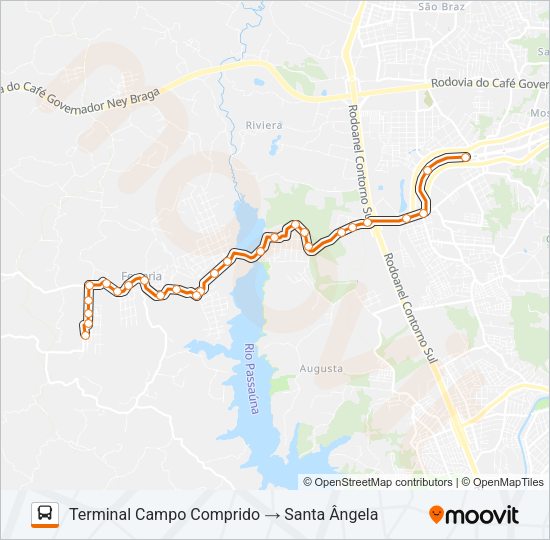 Mapa da linha J16 SANTA ÂNGELA de ônibus