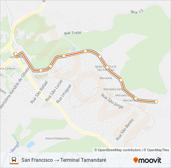 Mapa da linha A11 SAN FRANCISCO de ônibus