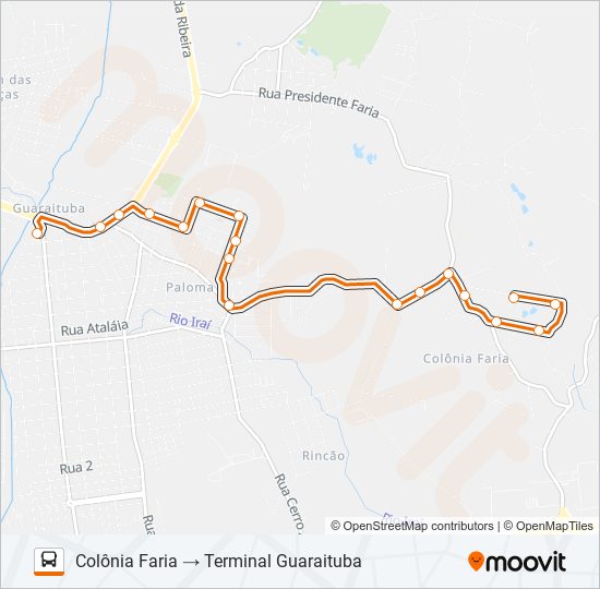 Mapa da linha B24 COLÔNIA FARIA de ônibus