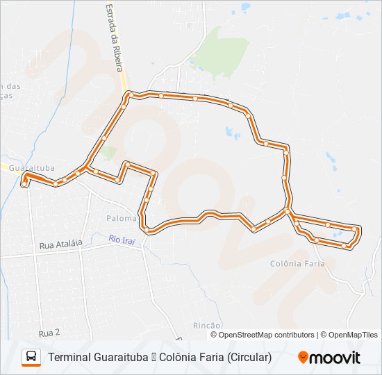 Mapa da linha B24 COLÔNIA FARIA de ônibus