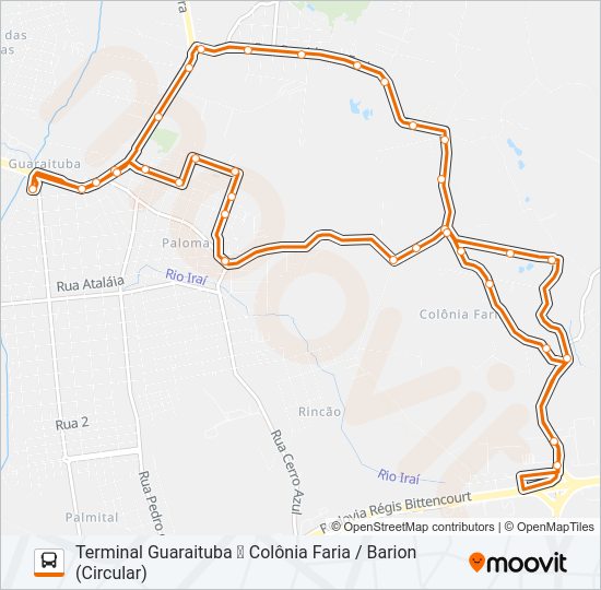 Mapa da linha B24 COLÔNIA FARIA de ônibus