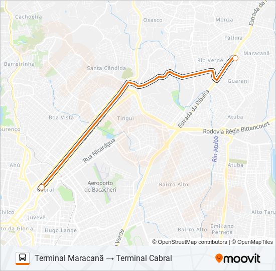 Mapa da linha B31 DIRETO CABRAL de ônibus