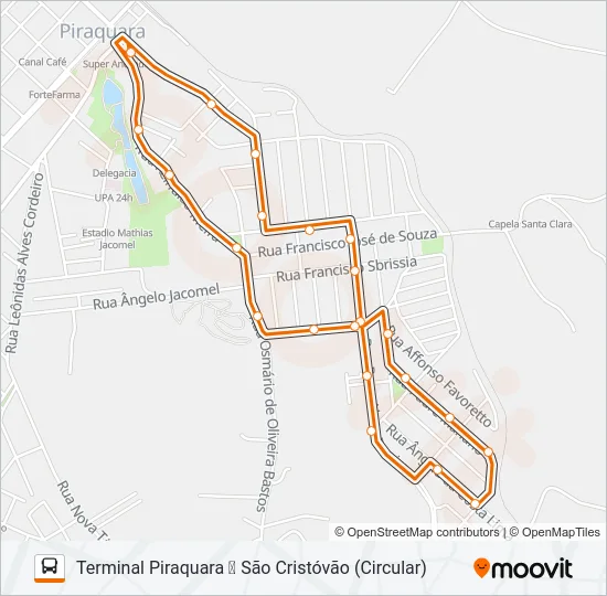 D12 SÃO CRISTÓVÃO Bus Line Map
