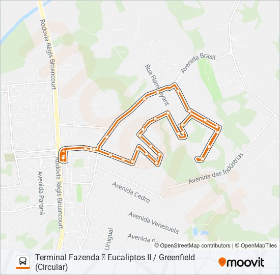 Mapa da linha F24 EUCALIPTOS II de ônibus