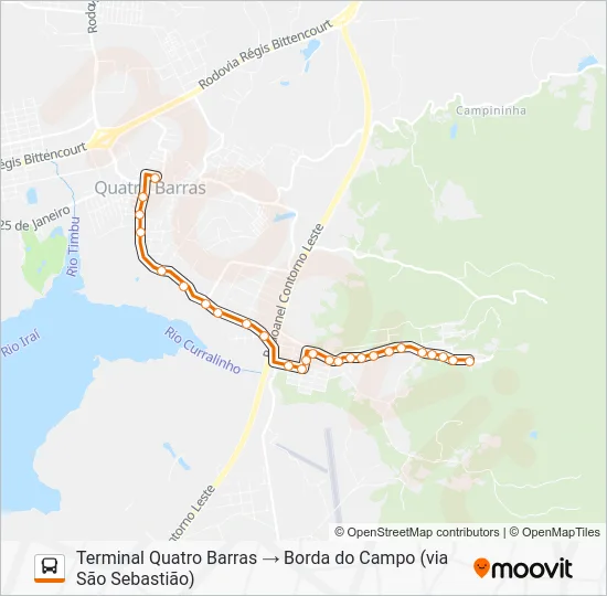 O11 BORDA DO CAMPO Bus Line Map