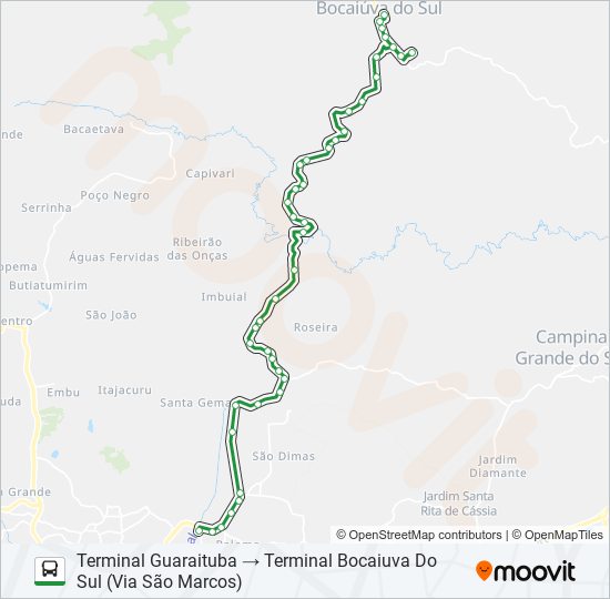 B33 BOCAIÚVA DO SUL bus Line Map