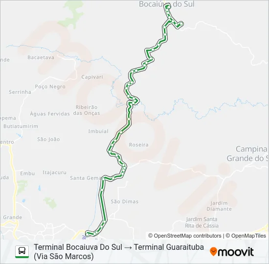 B33 BOCAIÚVA DO SUL Bus Line Map
