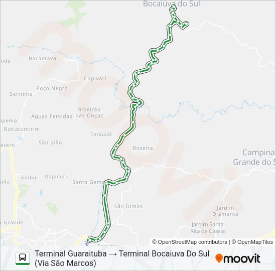 B33 BOCAIÚVA DO SUL Bus Line Map