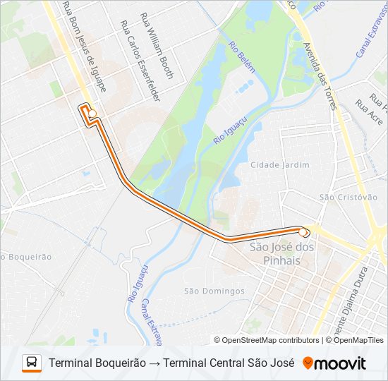 Mapa de E07 DIRETO SÃO JOSÉ de autobús