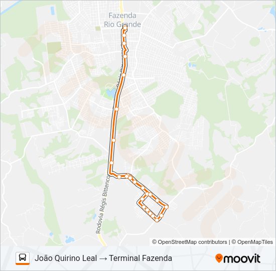 Mapa da linha F25 VENEZA / PEDÁGIO de ônibus