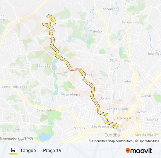 Mapa da linha A77 TANGUÁ / PRAÇA 19 de ônibus