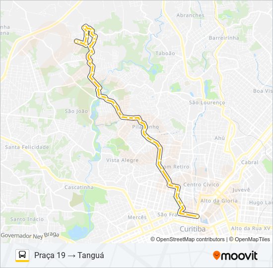 Mapa de A77 TANGUÁ / PRAÇA 19 de autobús