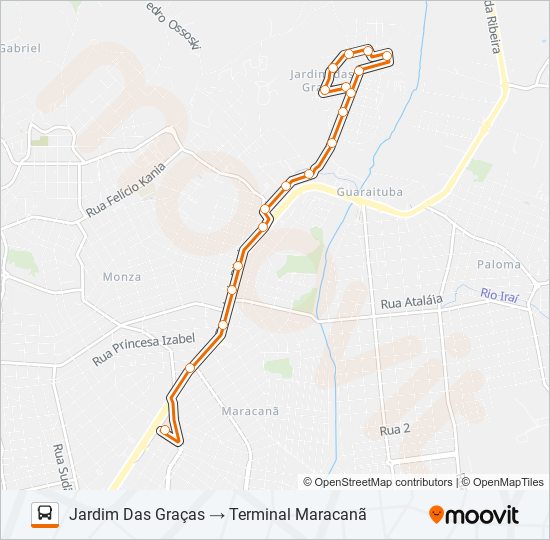 Mapa da linha B13 JARDIM DAS GRAÇAS de ônibus