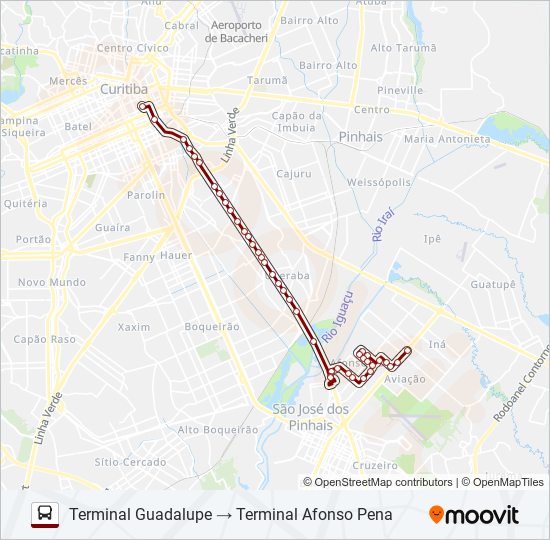 Mapa da linha E01 URANO / GUADALUPE de ônibus