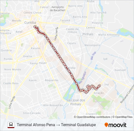 Mapa da linha E01 URANO / GUADALUPE de ônibus